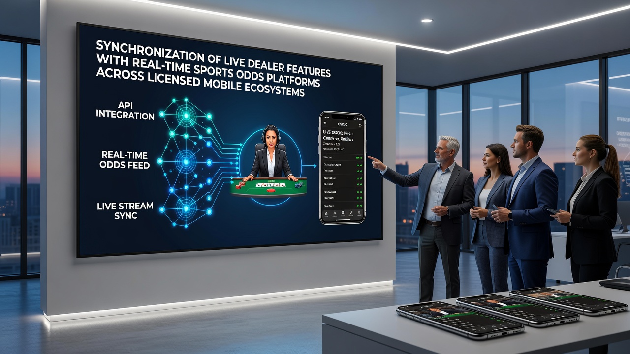 Split-screen view of a licensed mobile app showing live dealer interaction paired with updating sports odds during a major event